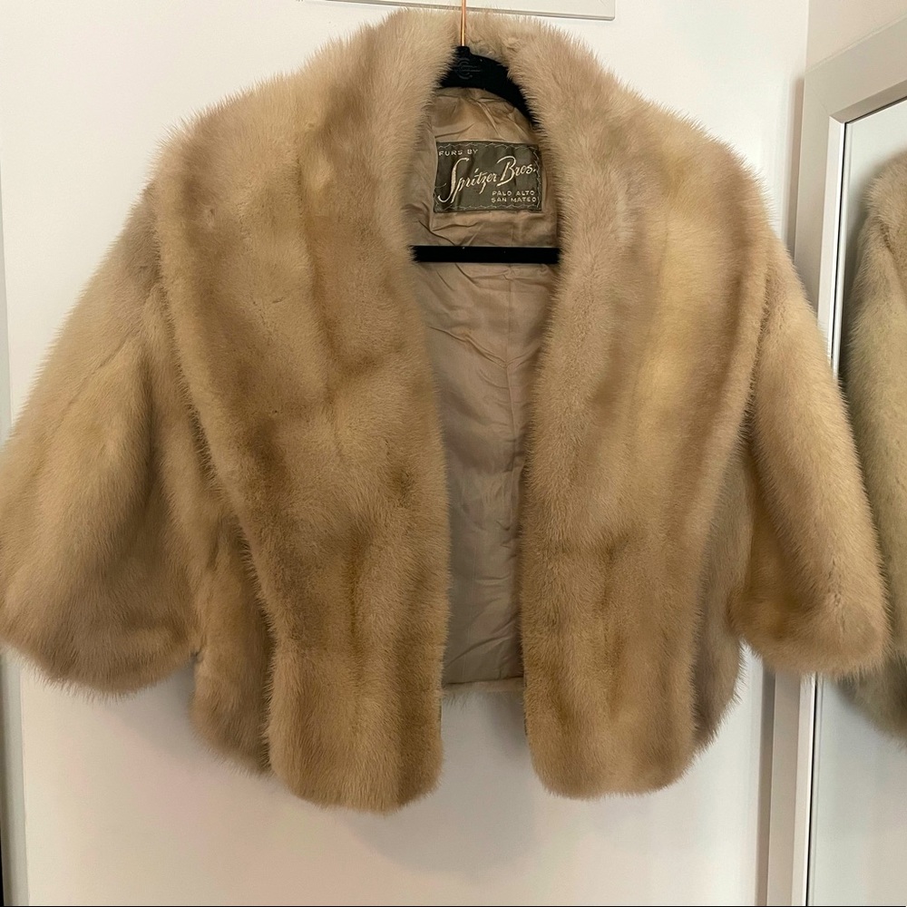 Vintage Real mink fur stole/cape jacket